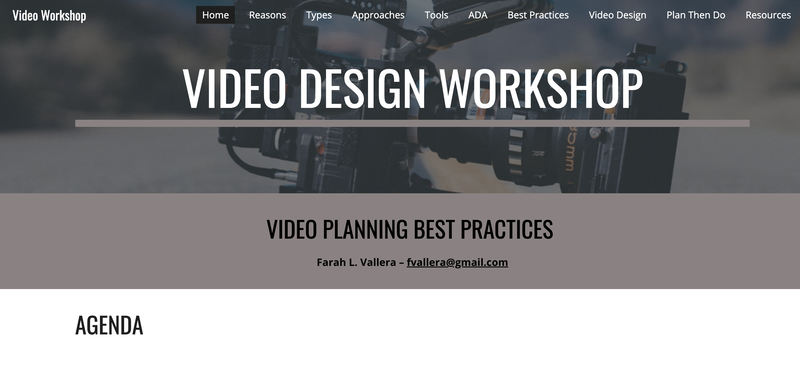 image of video design workshop landing page